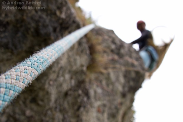 Alpine biologist is by securing a vertical sampling transect - Canon 7D, sigma 15mmf/2.8 fisheye (f/, 1/, iso)